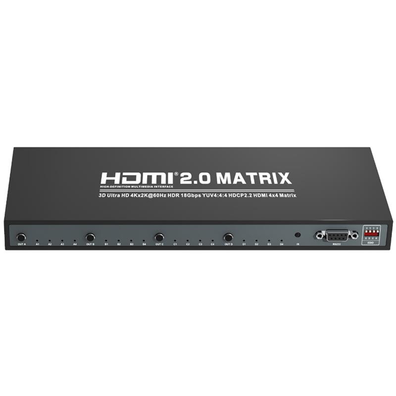 Prise en charge de la matrice 4x4 HDMI 4x4 Ultra HD 4Kx2K @ 60Hz HDCP2.2 18 Gbps