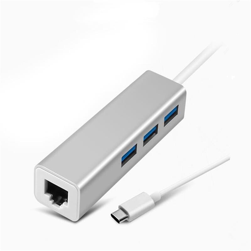 USB Type C vers LAN (1000M) + adaptateur de hub USB 3.0x3