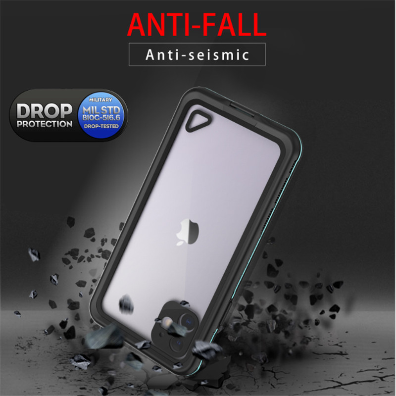 Coque iphone 11 pro max etanche pour telephone (noire) avec coque transparente