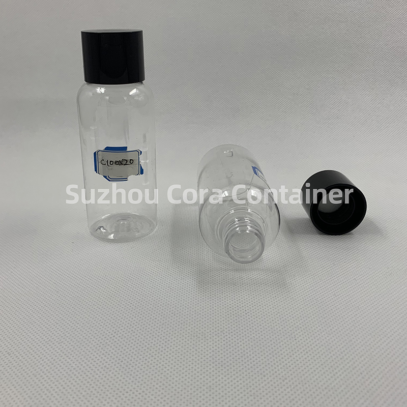Bouteille de maquillage en plastique PET de 100 ml de taille du cou avec couvercle rotatif