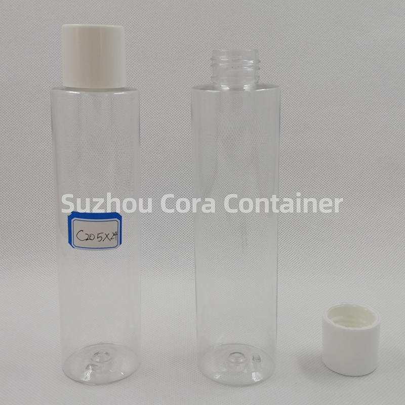 Bouteille de maquillage en plastique PET de la taille du cou de 205ml, avec couvercle rotatif