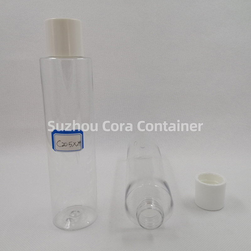 Bouteille de maquillage en plastique PET de la taille du cou de 205ml, avec couvercle rotatif