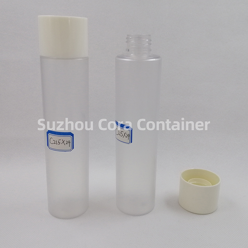 Bouteille de maquillage en plastique PET de la taille du cou de 215ml, avec couvercle rotatif