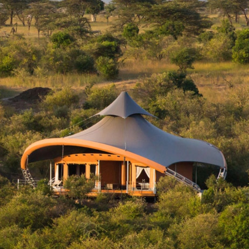 Le safari préfabriqué loge la tente d'hôtel de chambre à structure de membrane de couches de PVDF en Afrique du Sud