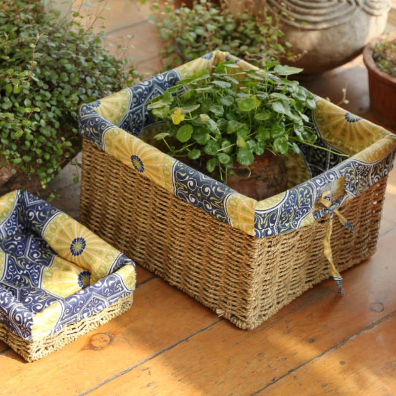 Panier de rangement doublé pour chambre à coucher