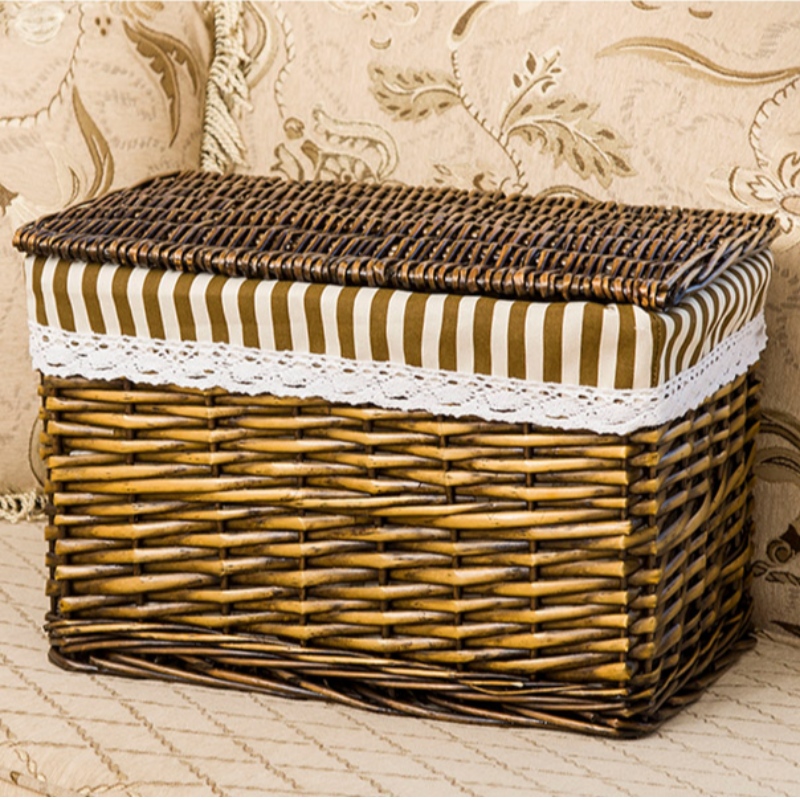 Panier de rangement pour salle de bain avec couvercle