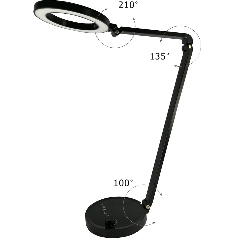 688l lampe de table à éclairage réglable en aluminium blanc / noir