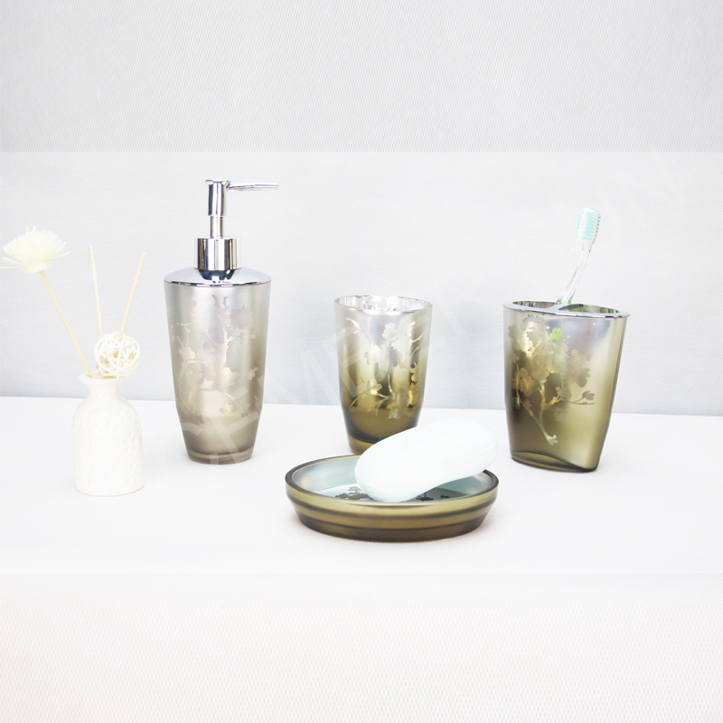 Ensemble d'accessoires de salle de bain en verre, 4 pièces