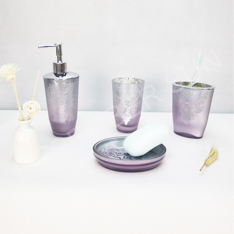 Ensemble d'accessoires de salle de bain en verre, 4 pièces