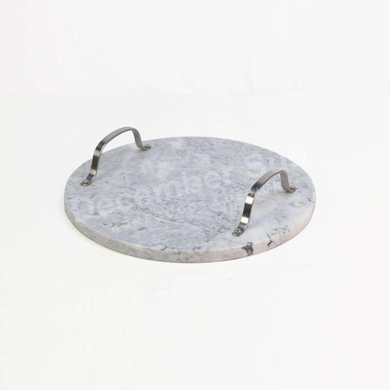 Plateau de service en marbre à vendre à chaud avec poignée en métal