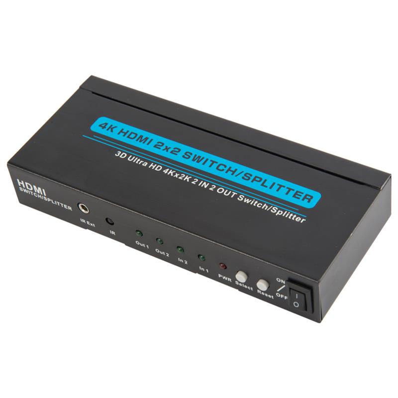 4K / 30Hz HDMI 2x2 Switcher / Splitter Support 3D Ultra HD 4Kx2K / 30Hz