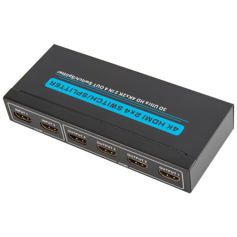 4K / 30Hz HDMI 2x4 Switcher / Splitter Support 3D Ultra HD 4Kx2K / 30Hz