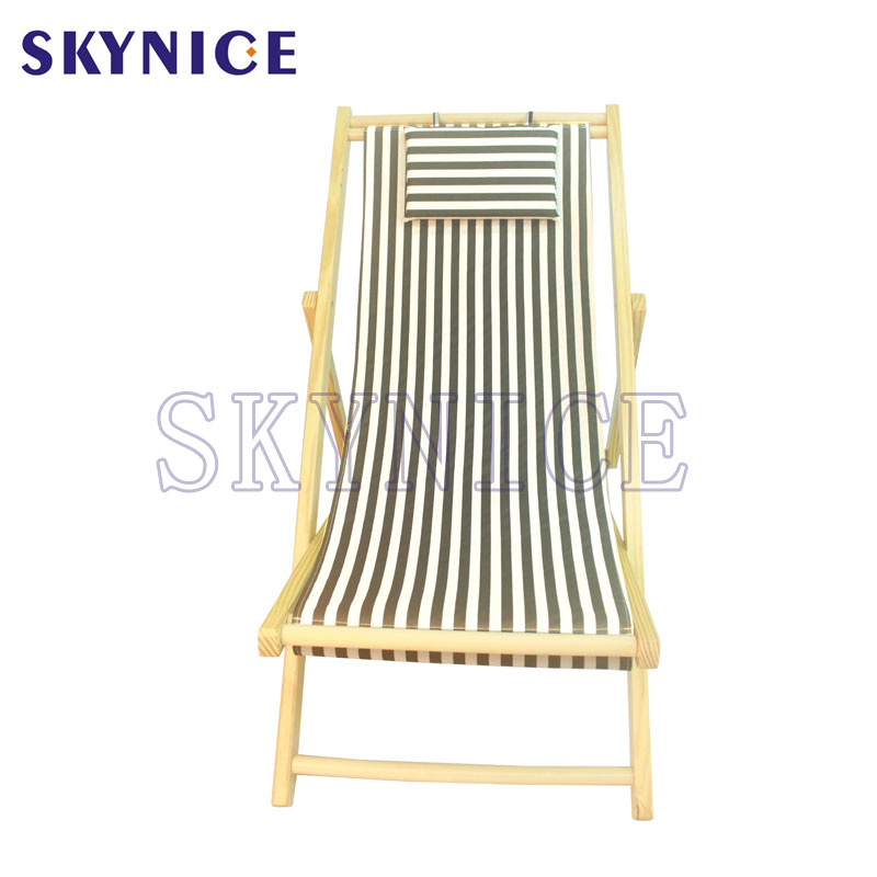 Chaise de plage pliante portable en bois massif pour salon