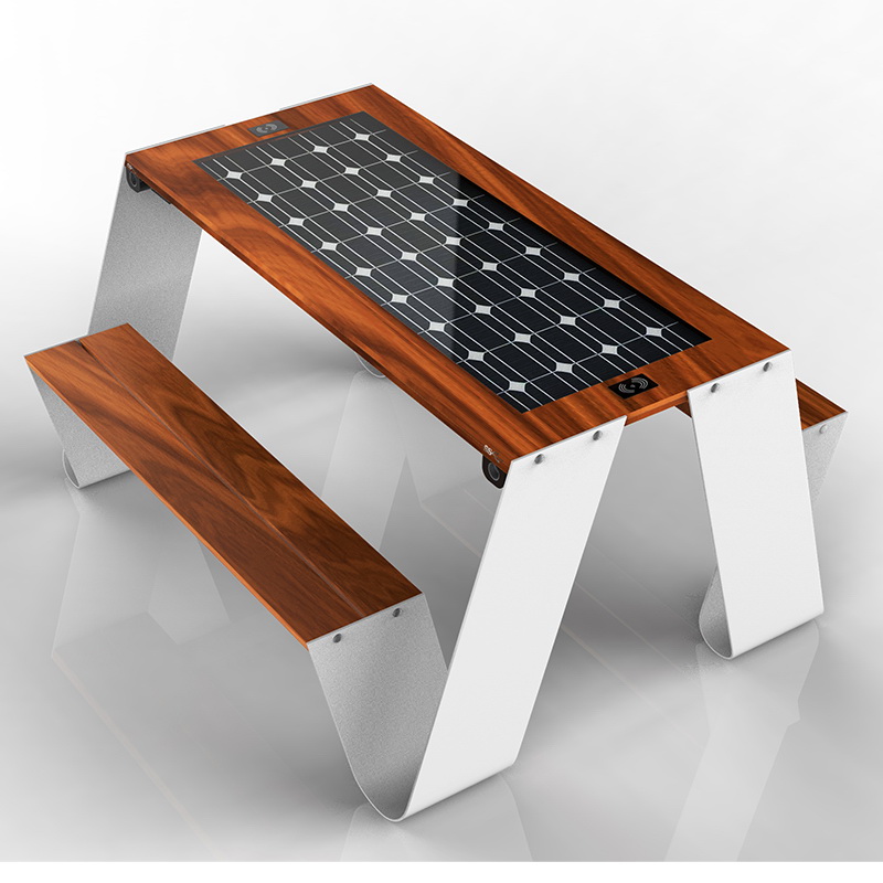 Charge de téléphone solaire et table de pique-nique en bois intelligente WiFi gratuite