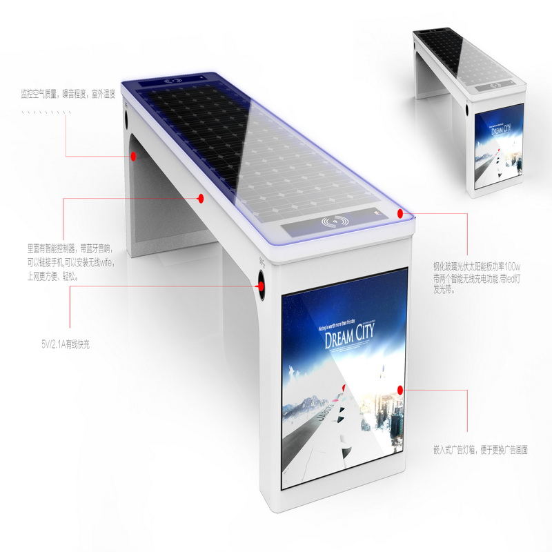 Banc de parc multifonction à économie d'énergie de charge USB