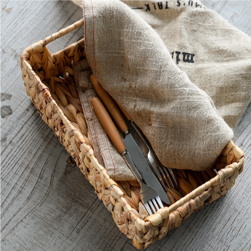 Panier de rangement en jacinthe d'eau pour lessive