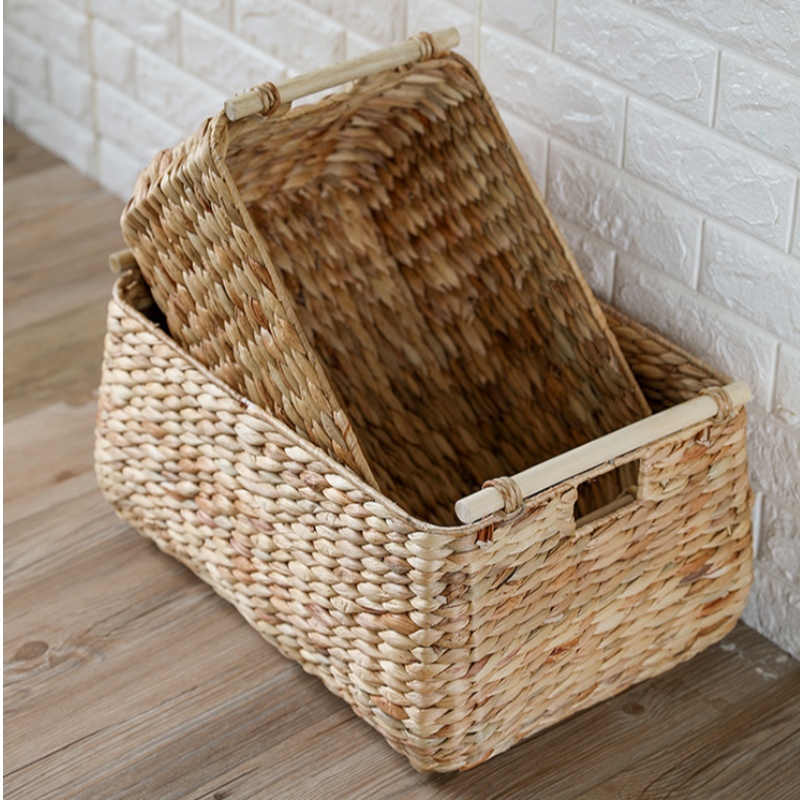 Ensemble de 3 paniers de rangement en jacinthe d'eau