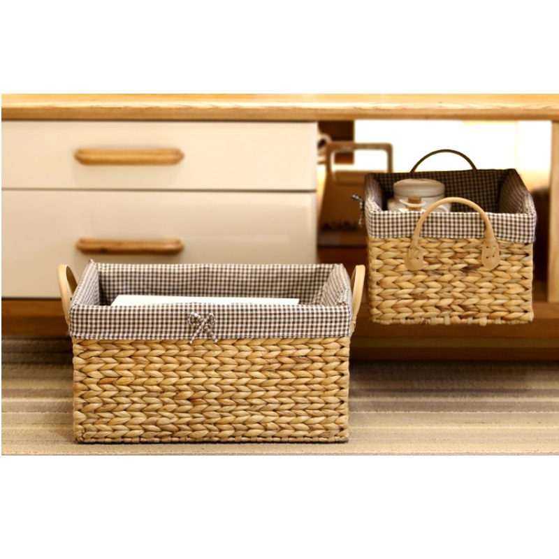 Décor à la maison Panier de rangement tissé rectangulaire