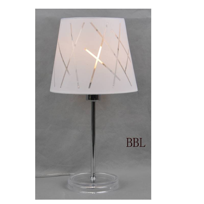 Lampe de table avec abat-jour en tissu et base en acrylique transparent