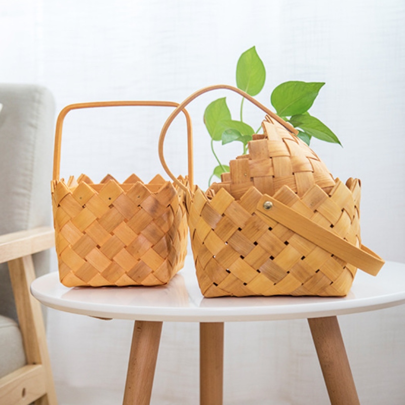 Home Decor Panier en bois avec poignée