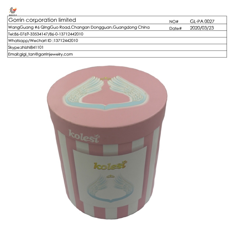 GL_PA0027 fleur de baril boîte de tube de boîte de papier ronde pour les enfants robe