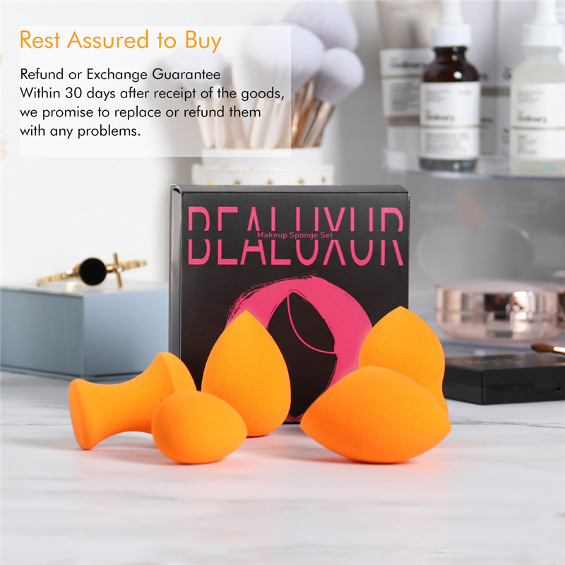 Éponge de maquillage, BEALUXUR Foundation Sponge Makeup Foam Set with Multi Shape Sponges (5 Pcs)