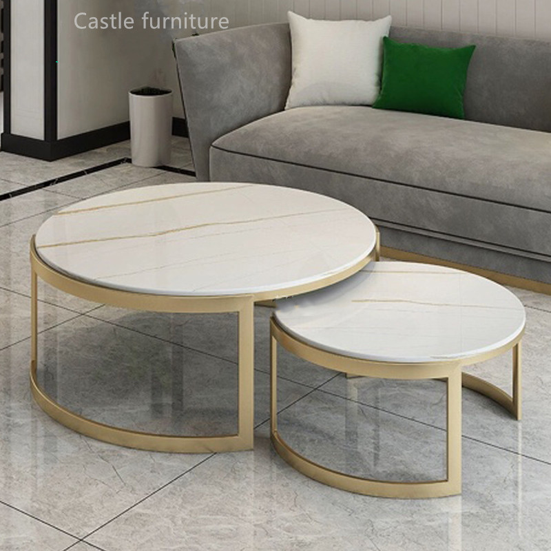 Table basse en marbre et acier inoxydable