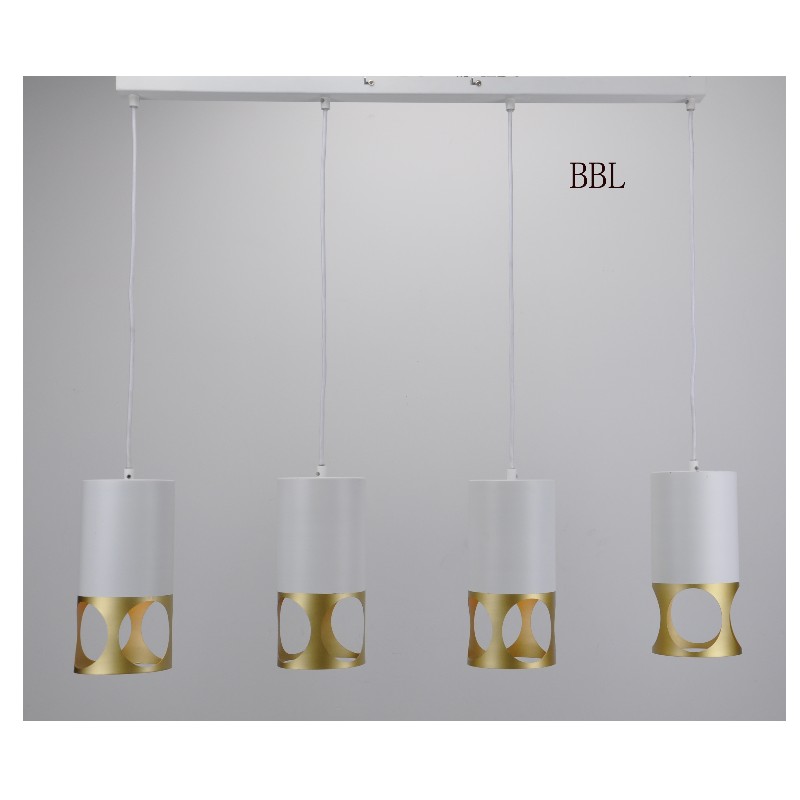 Lustre moderne - 4, blanc + métal doré