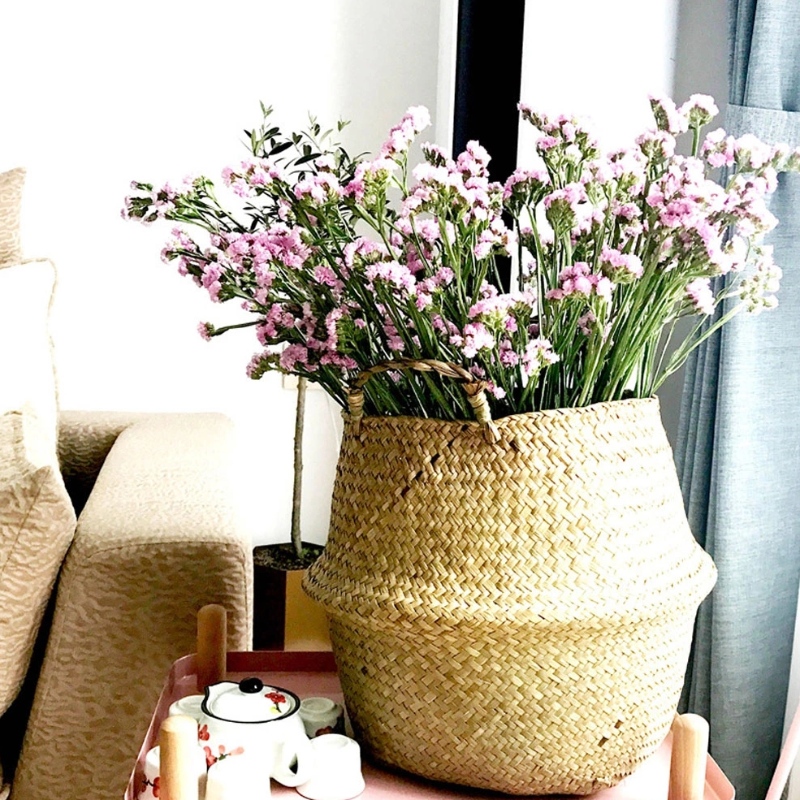 Panier de ventre tissé en jonc de mer pour stockage