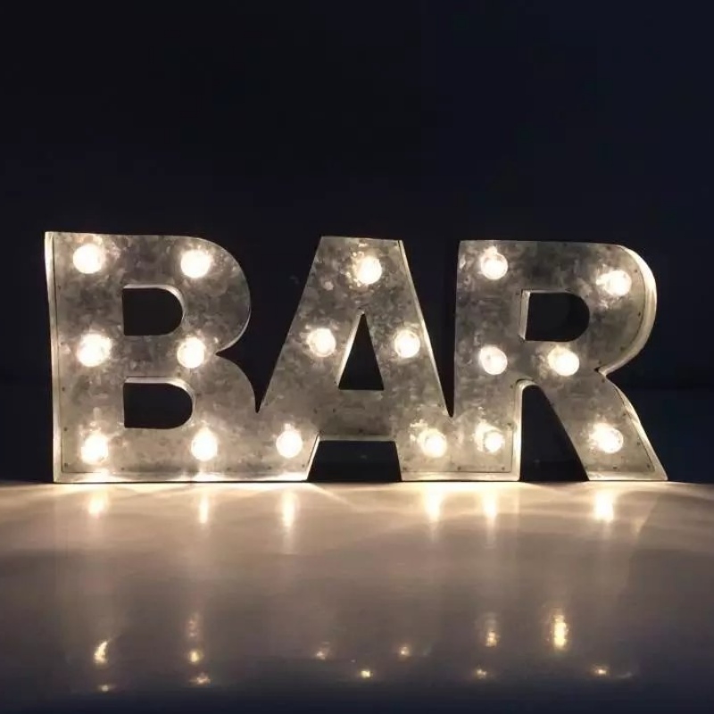 3D LED Métal Étain Bar Signe LED Lettre Signe Chapiteau Lettre Lumière Lampe pour Bar Café Boutique