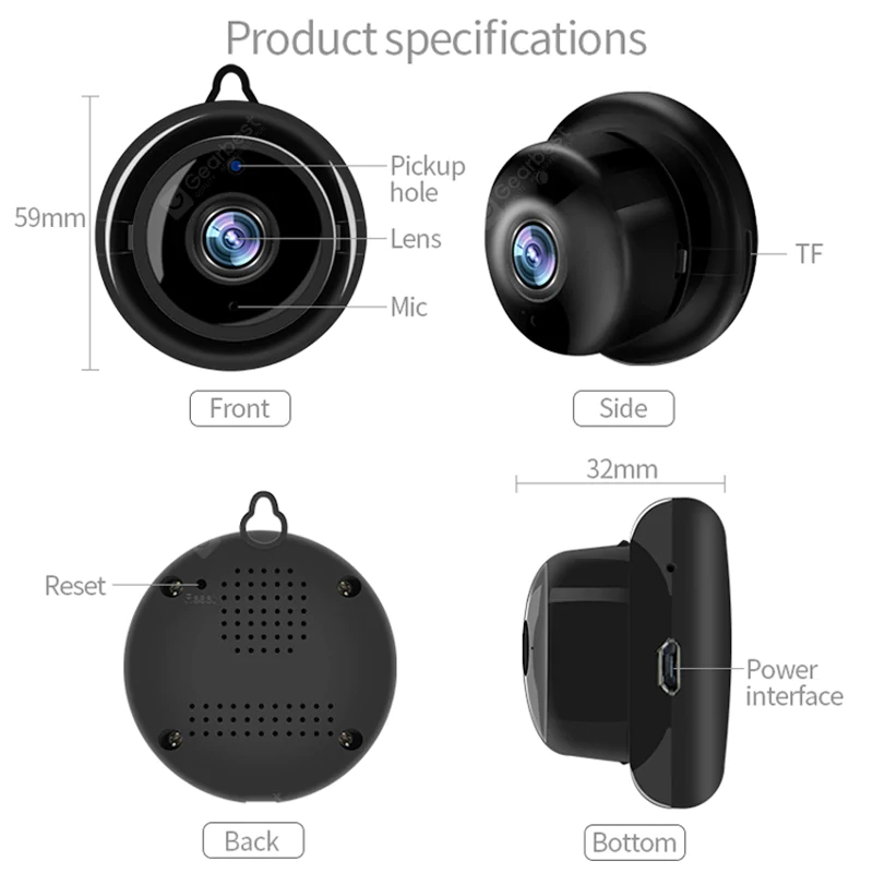 Caméra de surveillance vidéo Vision nocturne sans fil Caméras IP de sécurité à domicile intelligentes Détection de mouvement - Caméra