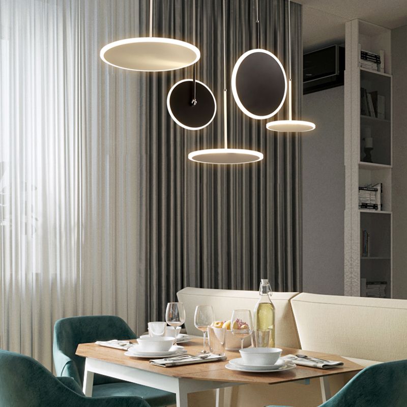 Nordic Design Iron Round Acrylique LED Pendentif Lumière Décor De Maison