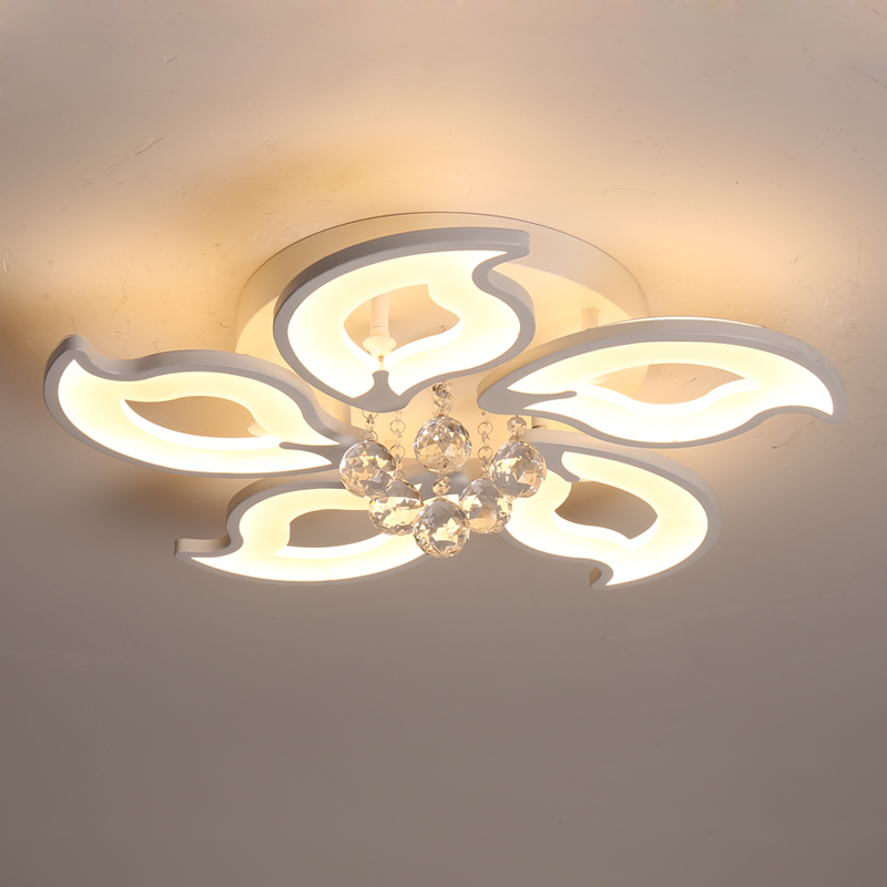 Plafonnier LED en forme de fleur de lustre en cristal avec 5/8/15 têtes