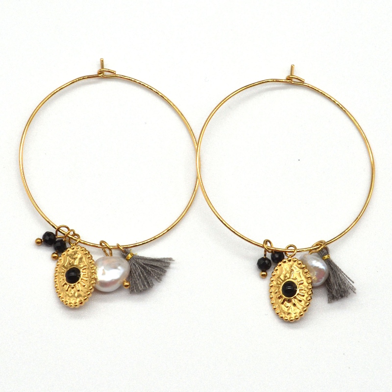 Boucles d'oreilles en tube rond poli classique en acier inoxydable doré, usine de transformation de bijoux en Chine Ruifanbao