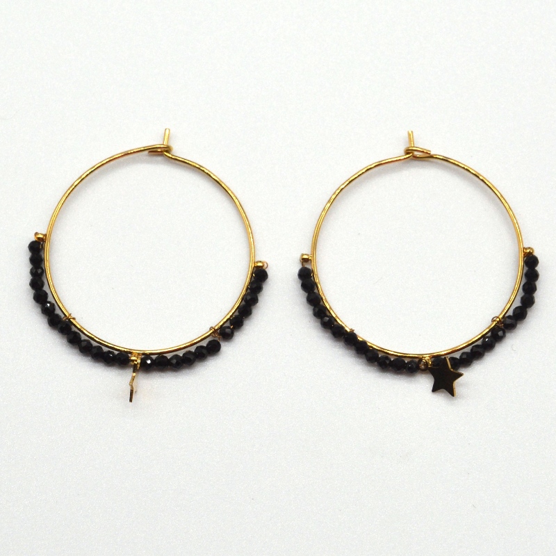 Boucles d'oreilles rondes, porter des perles, style ethnique, rétro, style bohème, boucles d'oreilles cercle, style femme, style bohème étoile, pendentif, usine de transformation de bijoux en Chine Ruifanbao