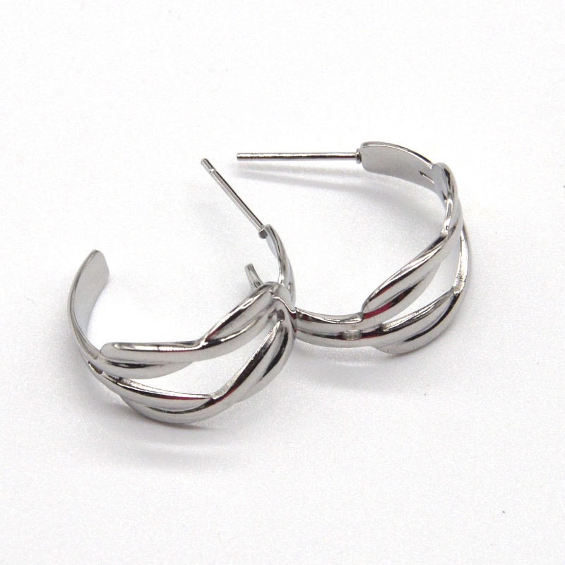 Boucles d'oreilles en argent Double C forme ronde boucles d'oreilles cercle déclaration pour femmes filles boucles d'oreilles élégantes bijoux Chine Ruifanbao usine de bijoux
