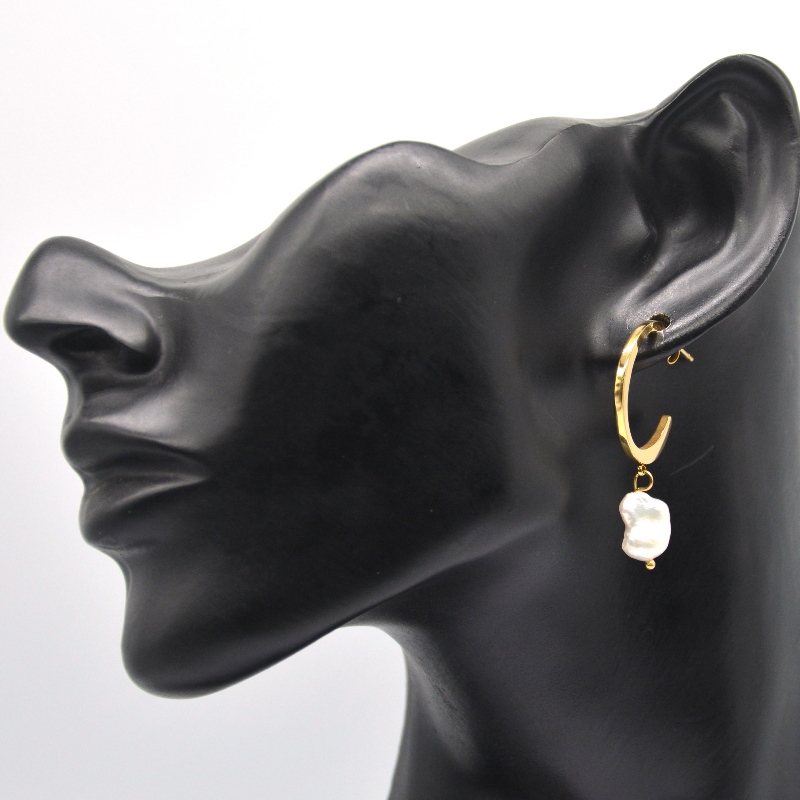Boucles d'oreilles en perles d'imitation simples Boucles d'oreilles en or en forme de C Boucles d'oreilles pendantes longues pour femmes Bijoux Chine Ruifanbao usine de traitement de bijoux