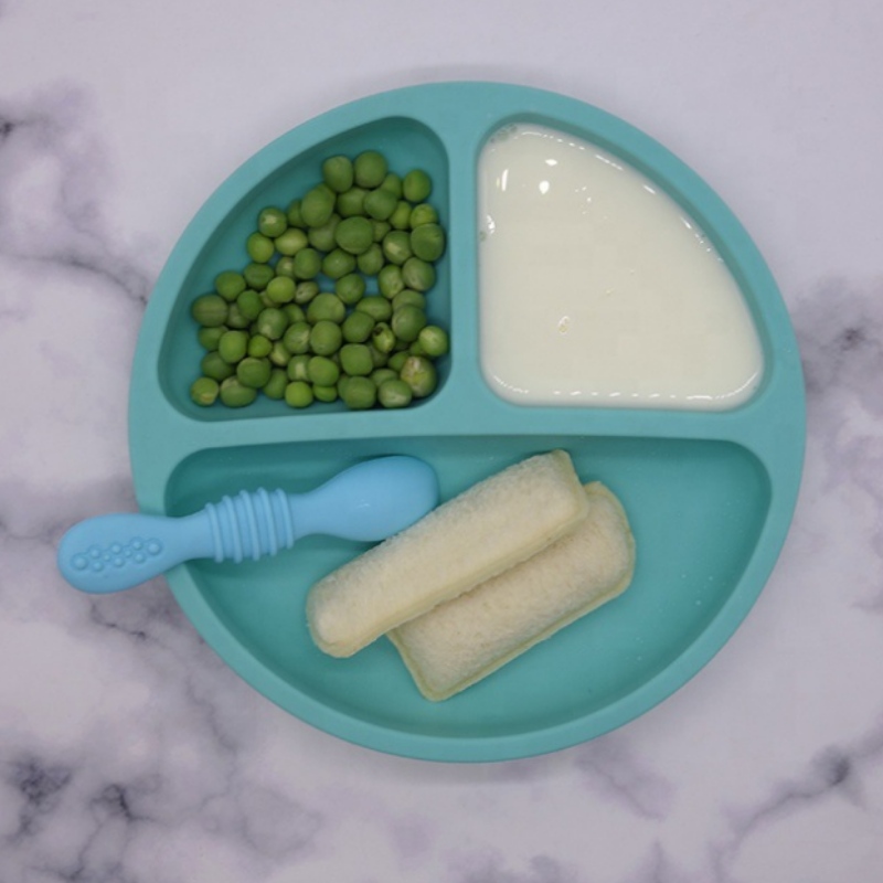 Assiette en silicone ronde intégrée pour le visage souriant Bol et assiette pour enfants en silicone