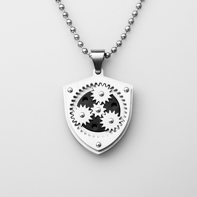 Collier à pendentif bicolore en acier inoxydable pour homme