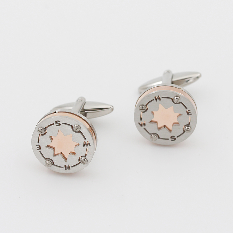 Vente en gros Boutons de manchette en acier inoxydable à deux tons pour hommes