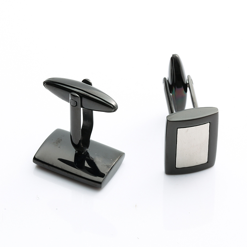 Boutons de manchette en acier inoxydable plaqué noir à deux tons Chine Fournisseur de bijoux Boutons de manchette pour hommes