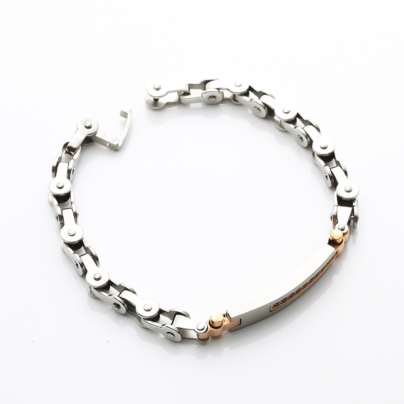 Bracelet en acier inoxydable plaqué or rose 18 carats à deux tons Bracelet de mode en pierre CNC CZ