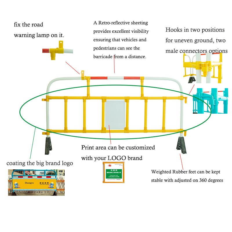 PVC barrière de sécurité de la circulation en plastique, barrière d 'isolation sur chantier, barrière routière fabriquée en Chine