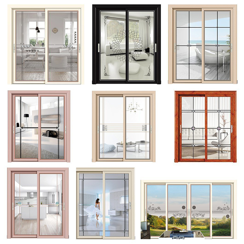 Porte coulissante coulissante en aluminium à cadre étroit en aluminium multifonctionnel Commercial 96 X 80 porte coulissante en aluminium en verre coulissant en aluminium Interrupteur de fin de course professionnel extérieur de porte ...