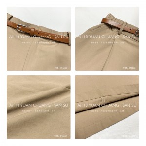 Coupe ample Minimaliste Style droit Casual Jupe midi surdimensionnée en coton et lin de couleur unie sur mesure 16532