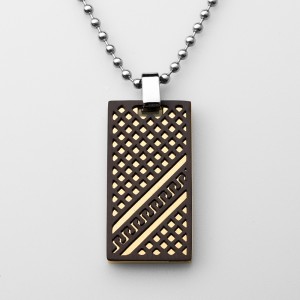 Vente en gros Collier pendentif en acier inoxydable bicolore Dog Tag
