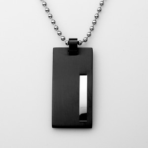 Vente en gros Collier pendentif en acier inoxydable bicolore Dog Tag