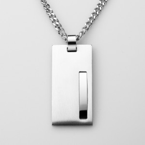 Vente en gros Collier pendentif en acier inoxydable bicolore Dog Tag