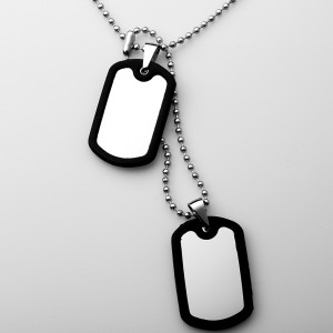 Vente en gros Collier pendentif en acier inoxydable à double étiquette de chien en silicone