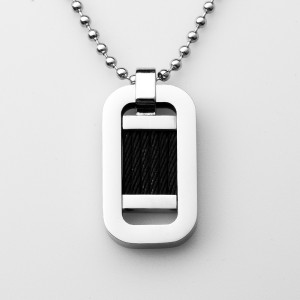 Vente en gros Collier pendentif en acier inoxydable bicolore en acier inoxydable